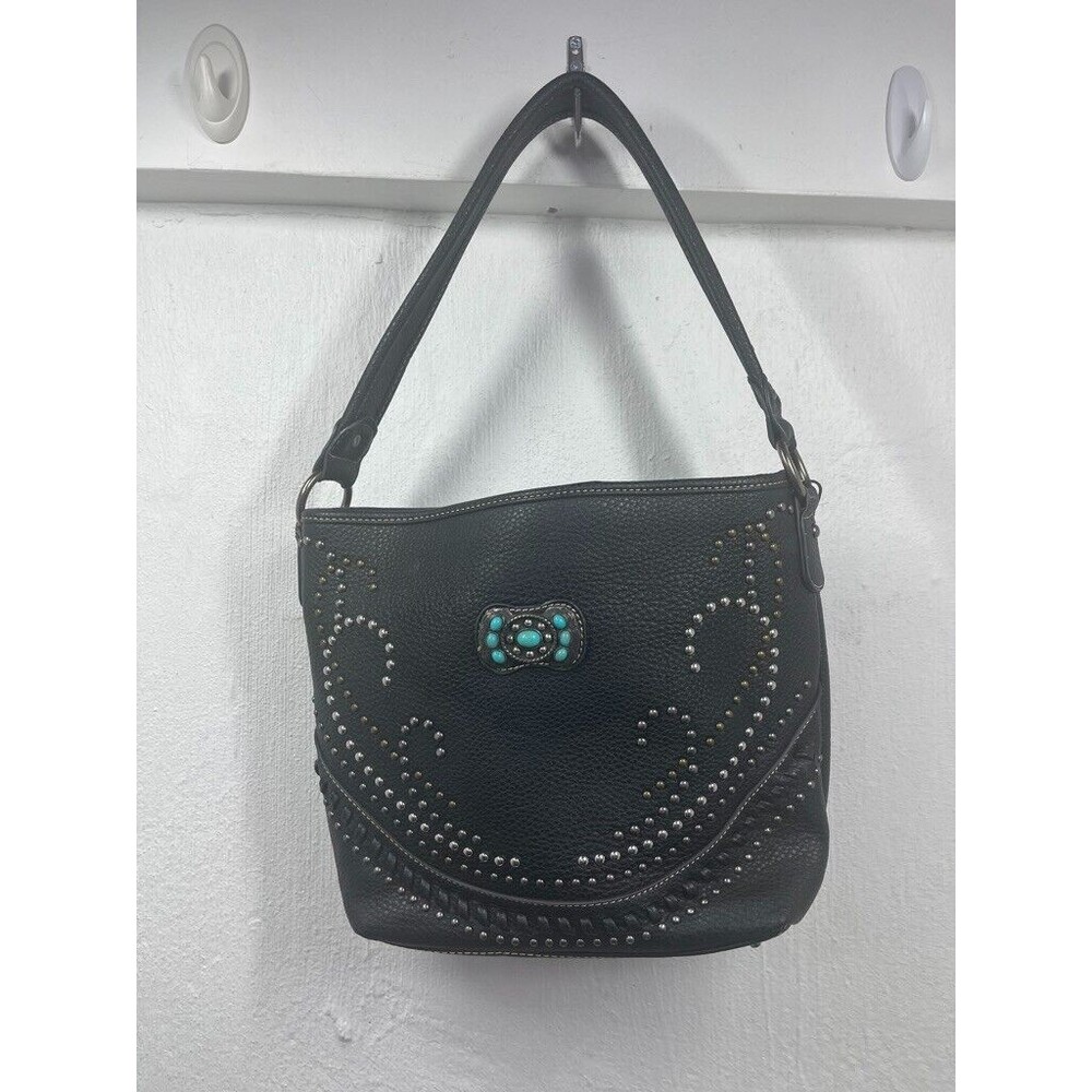 MONTANA WEST WOMENS BEADED TOURQUOISE SHOULDER BAG PURSE 10 X 10 ZIP CLOSE